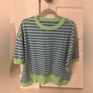Never worn size S top in vibrant blue and green strips